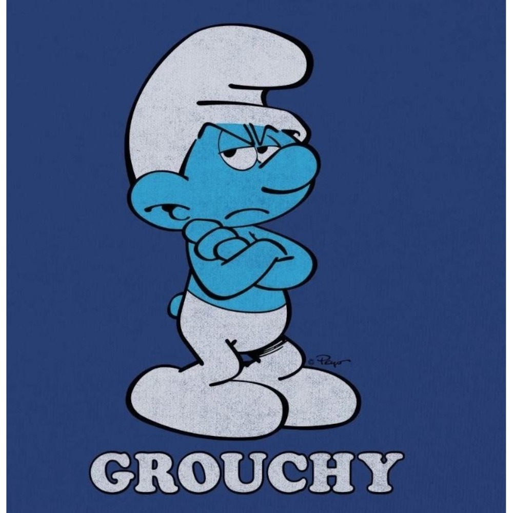 Delta Apparel Unisex Retro Grouchy Smurf Short Sleeve Cotton T-Shirt in Blue 3XL